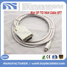 Nuevo producto Mini DP Display Port Male a VGA Cable macho 6FT Blanco Negro